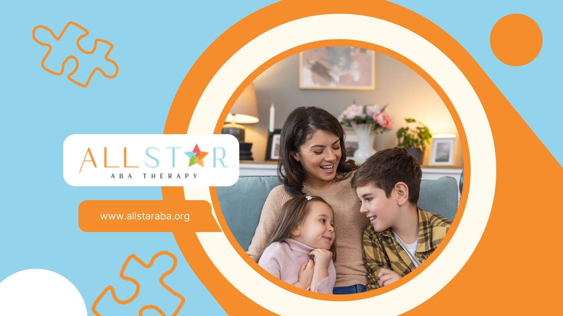A BCBA is sitting on a couch with two children with autism.