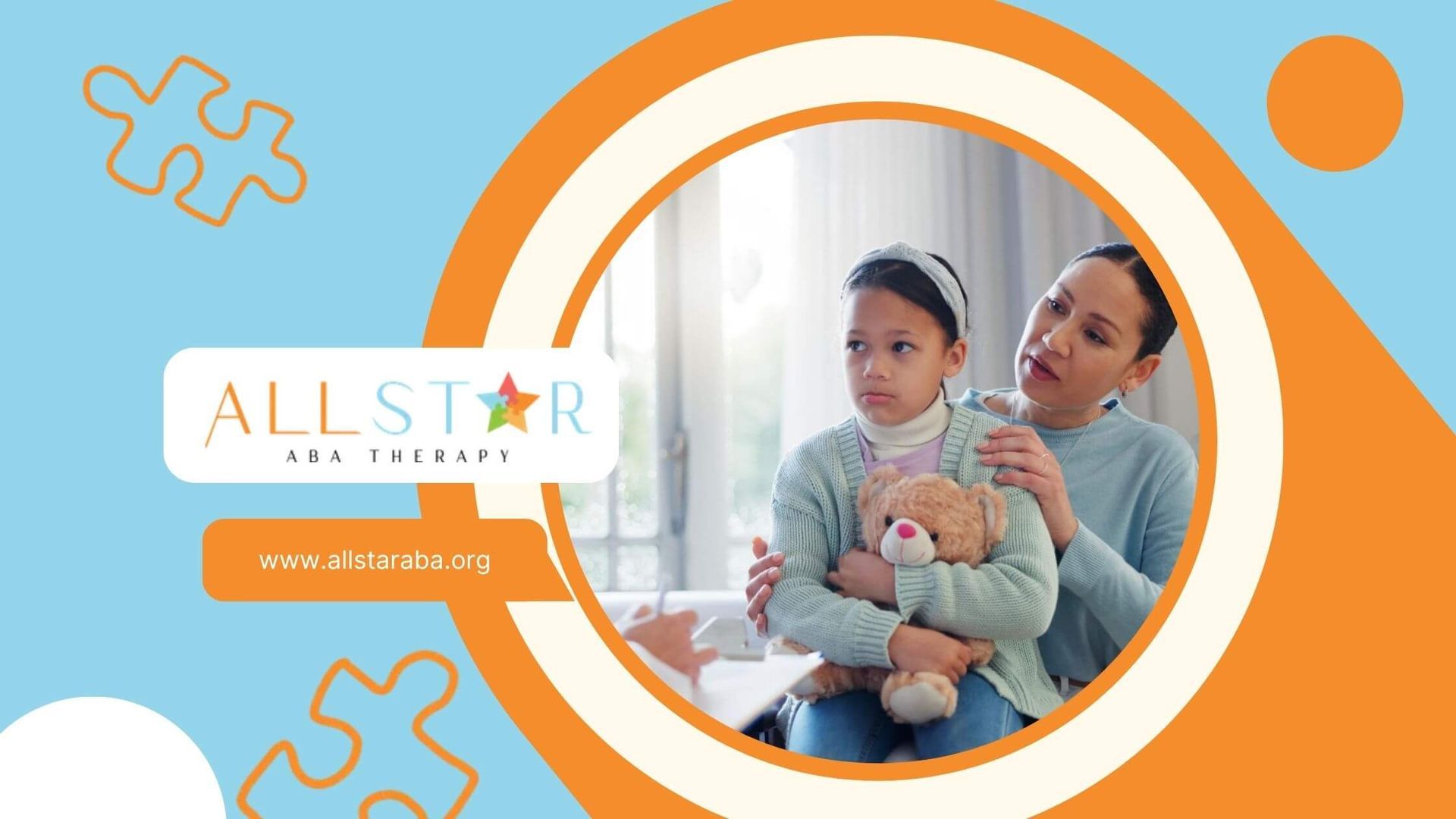 An ABA therapist talks to a girl with autism, accompanied by her mom.