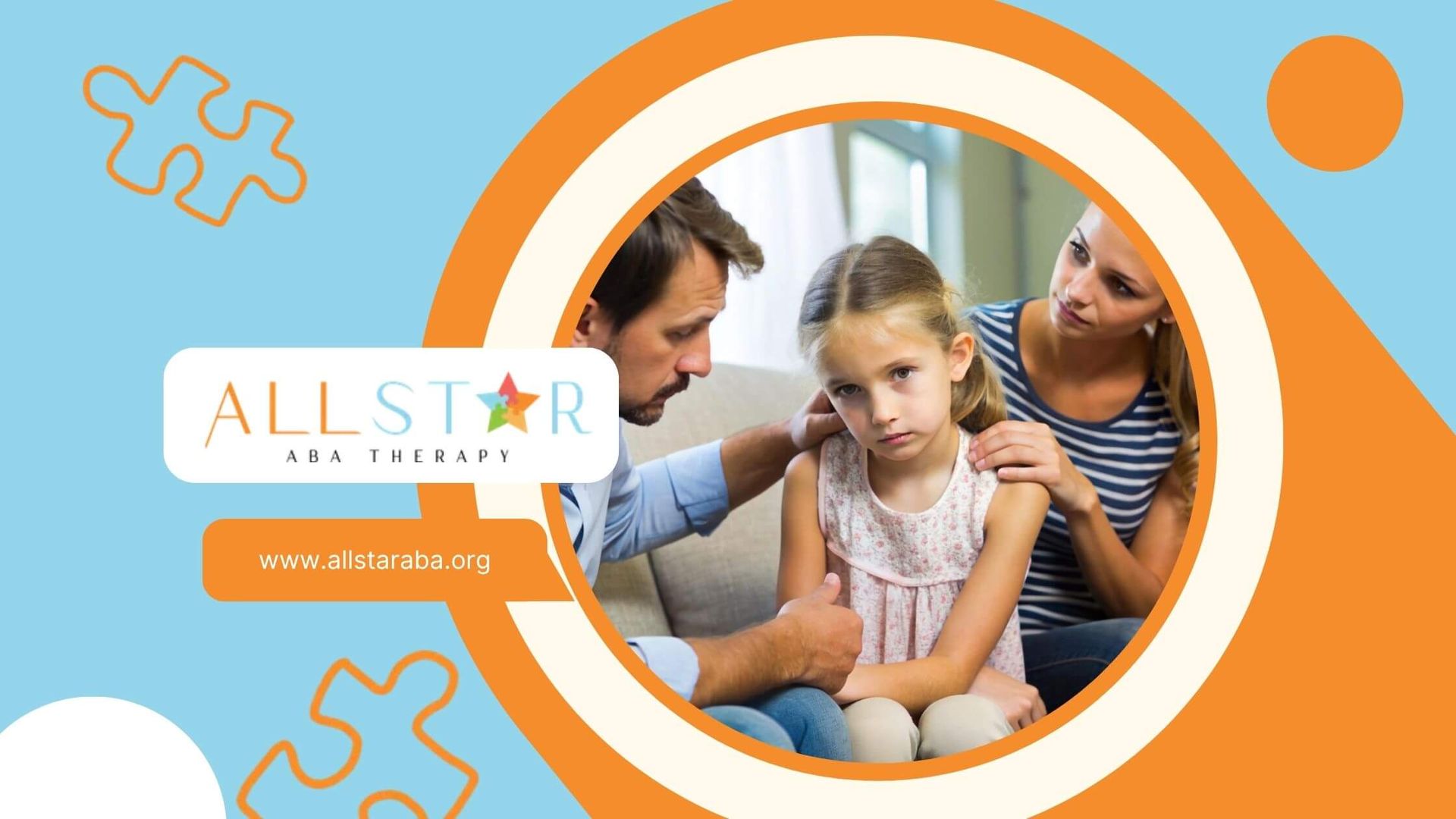 A man and a woman are talking to a little girl with autism.