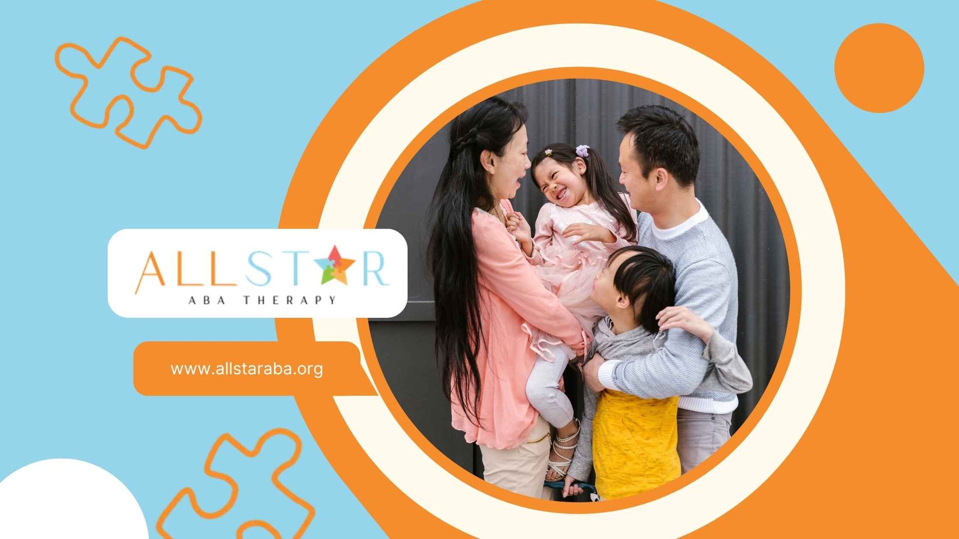 A family is standing next to each other in a circle.