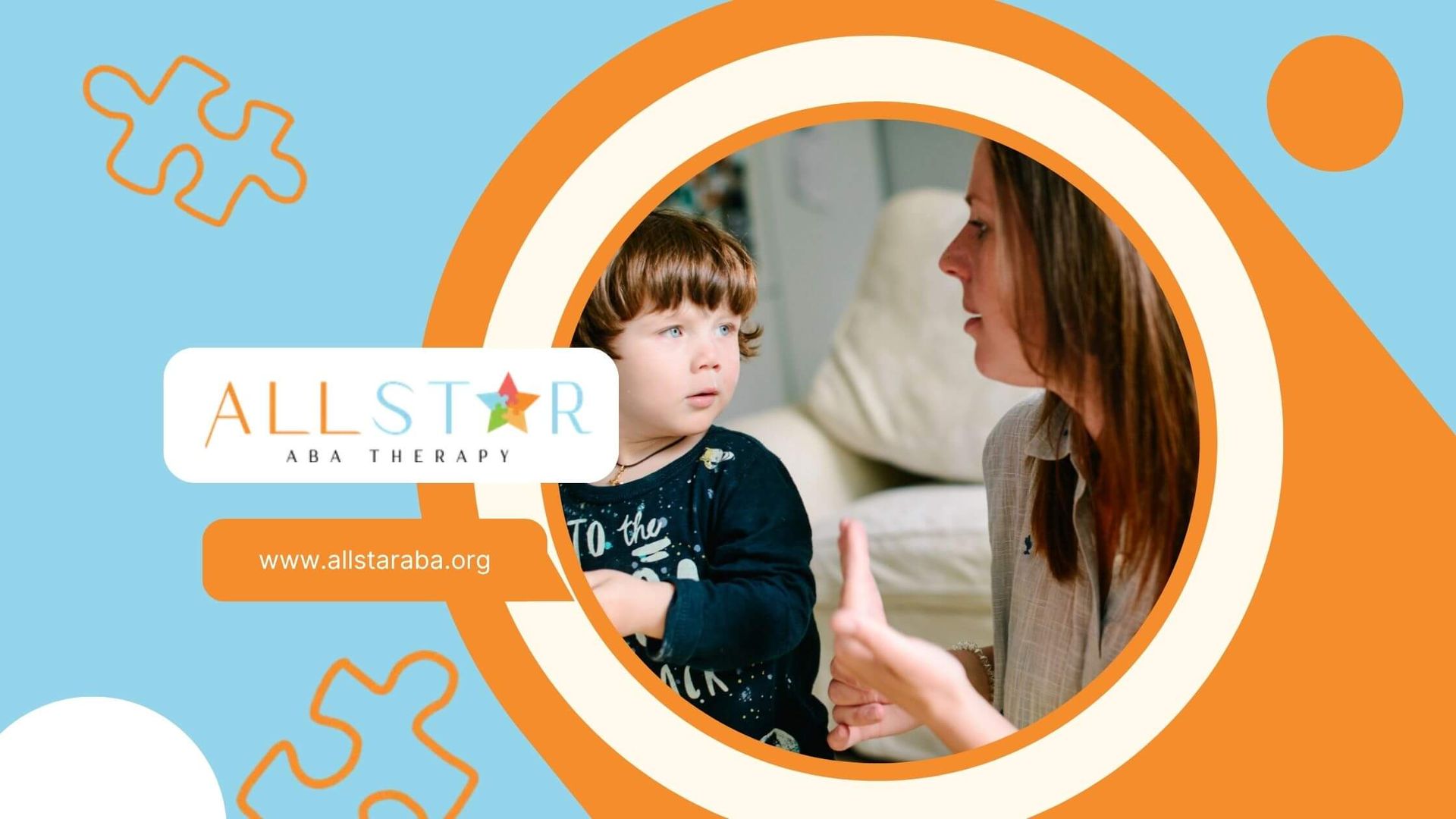 Therapist using hand gestures while communicating with a young child during ABA therapy.