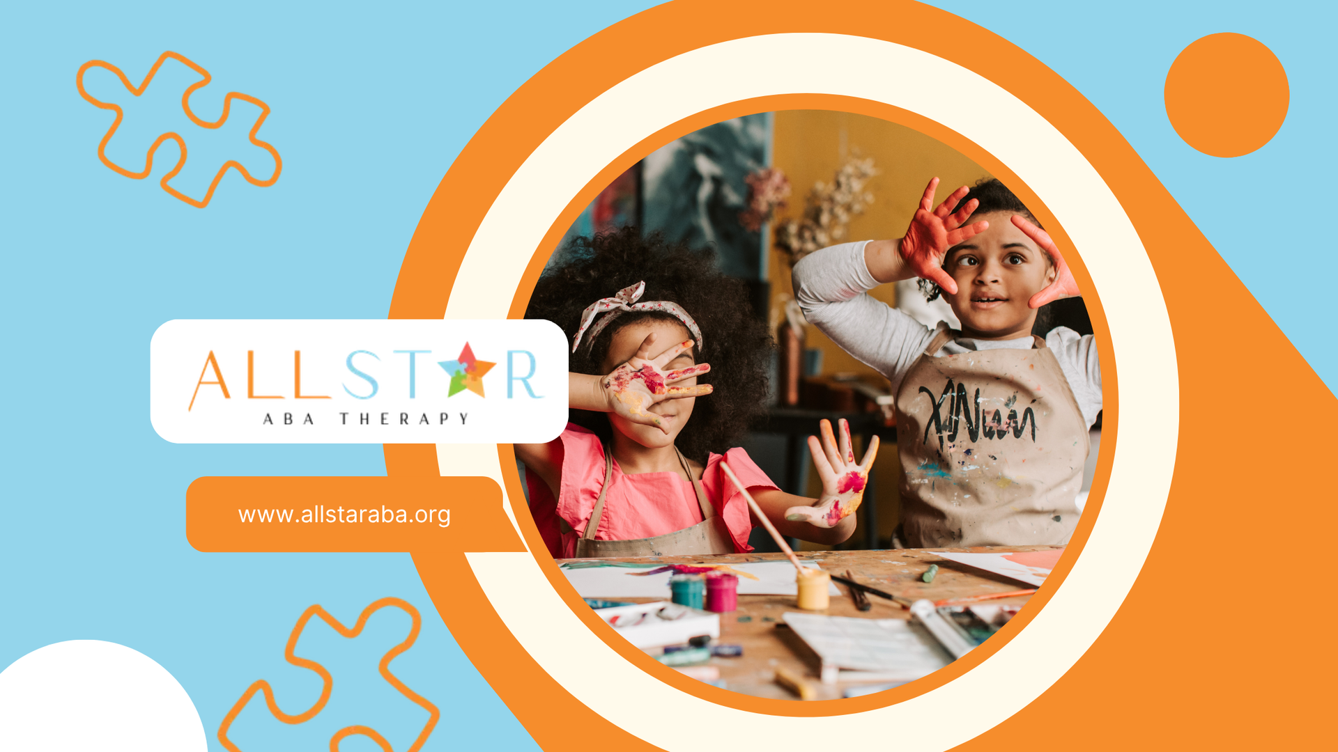 Children painting their faces with colorful handprints in a classroom art activity