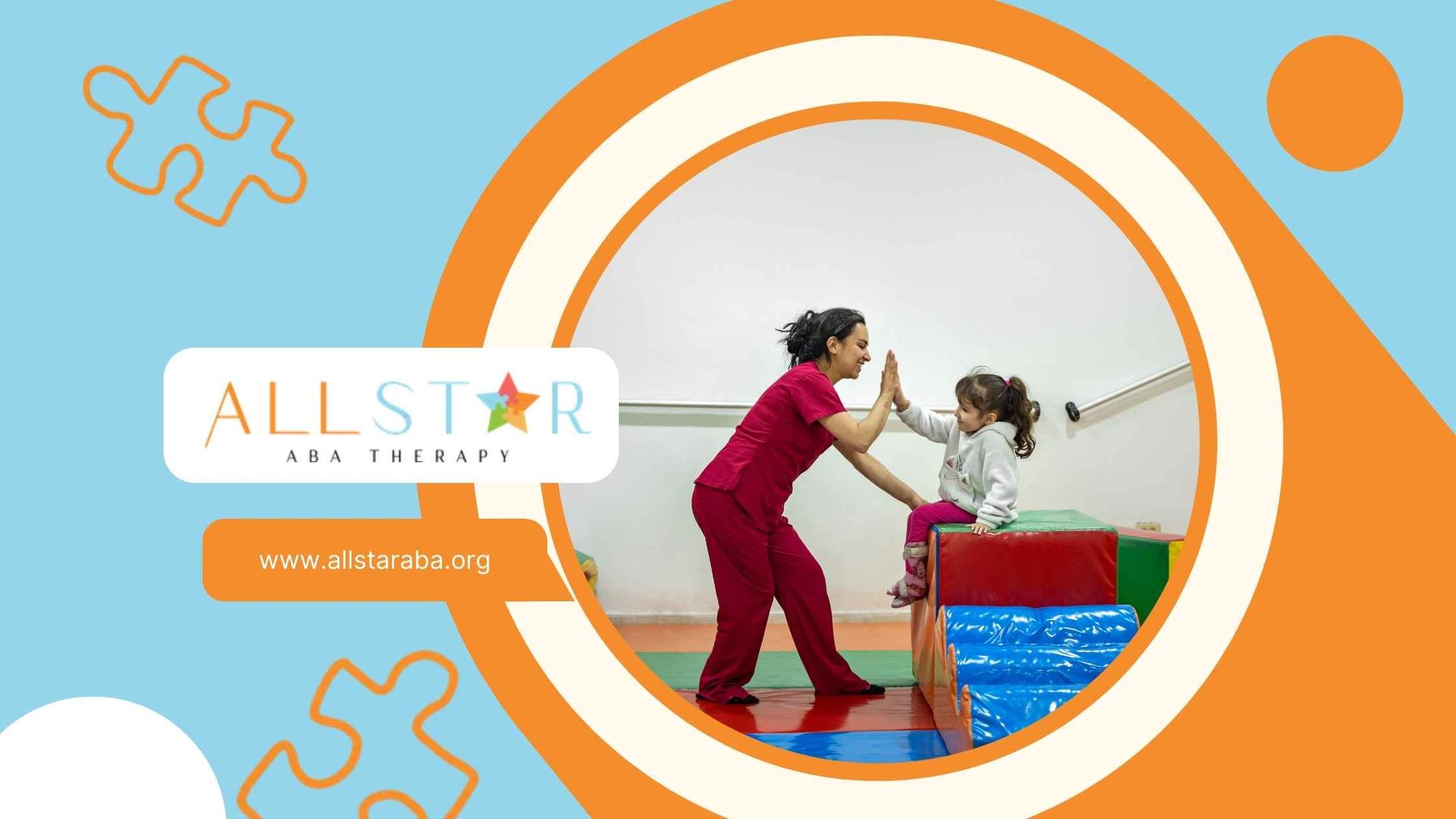 Woman in red gives a high-five to a young girl in a clinical setting.