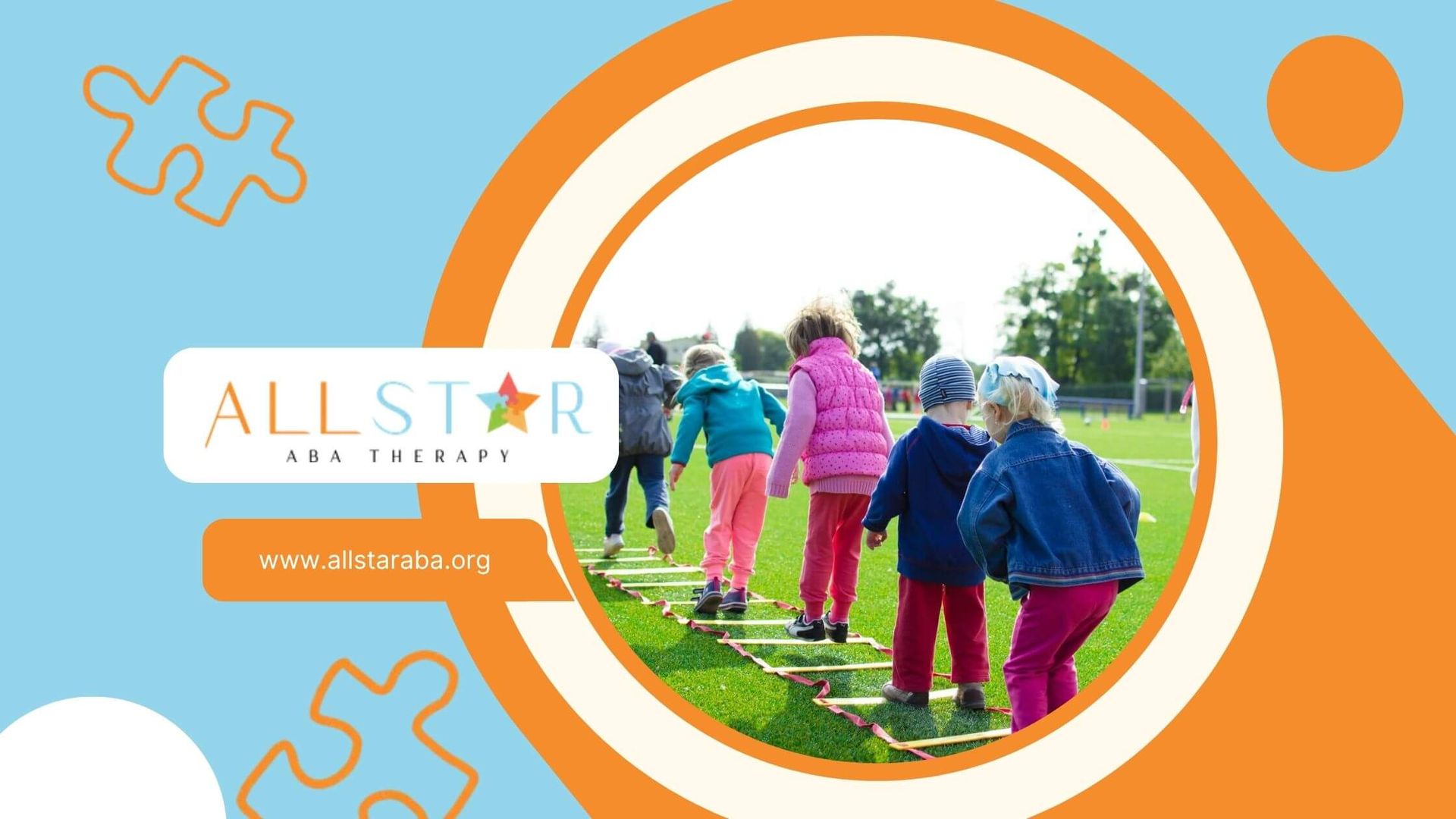 Autistic Children playing an outdoor activity game on a grassy field after their ABA therapy.
