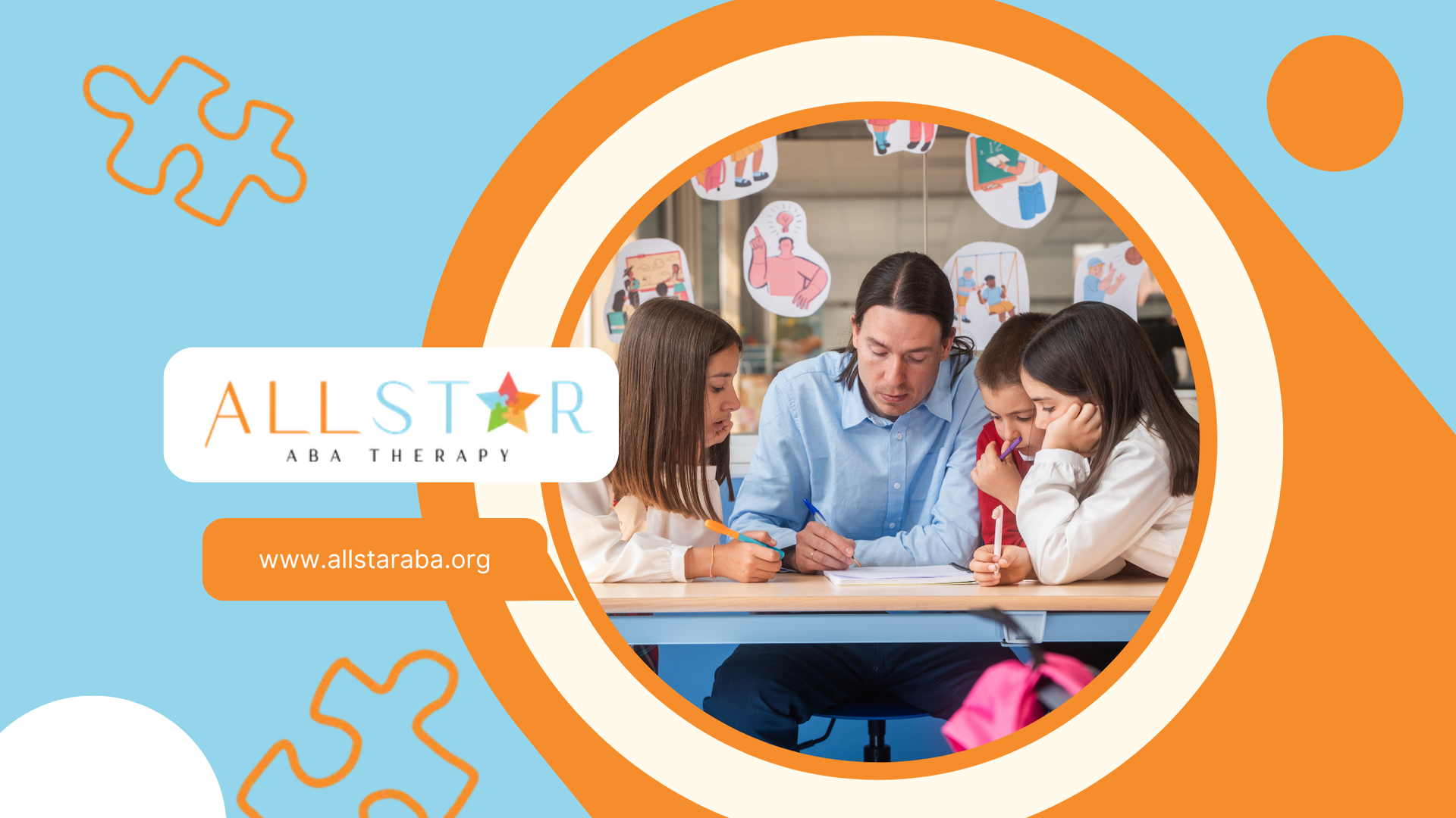 A group of children are sitting at a table with a teacher.