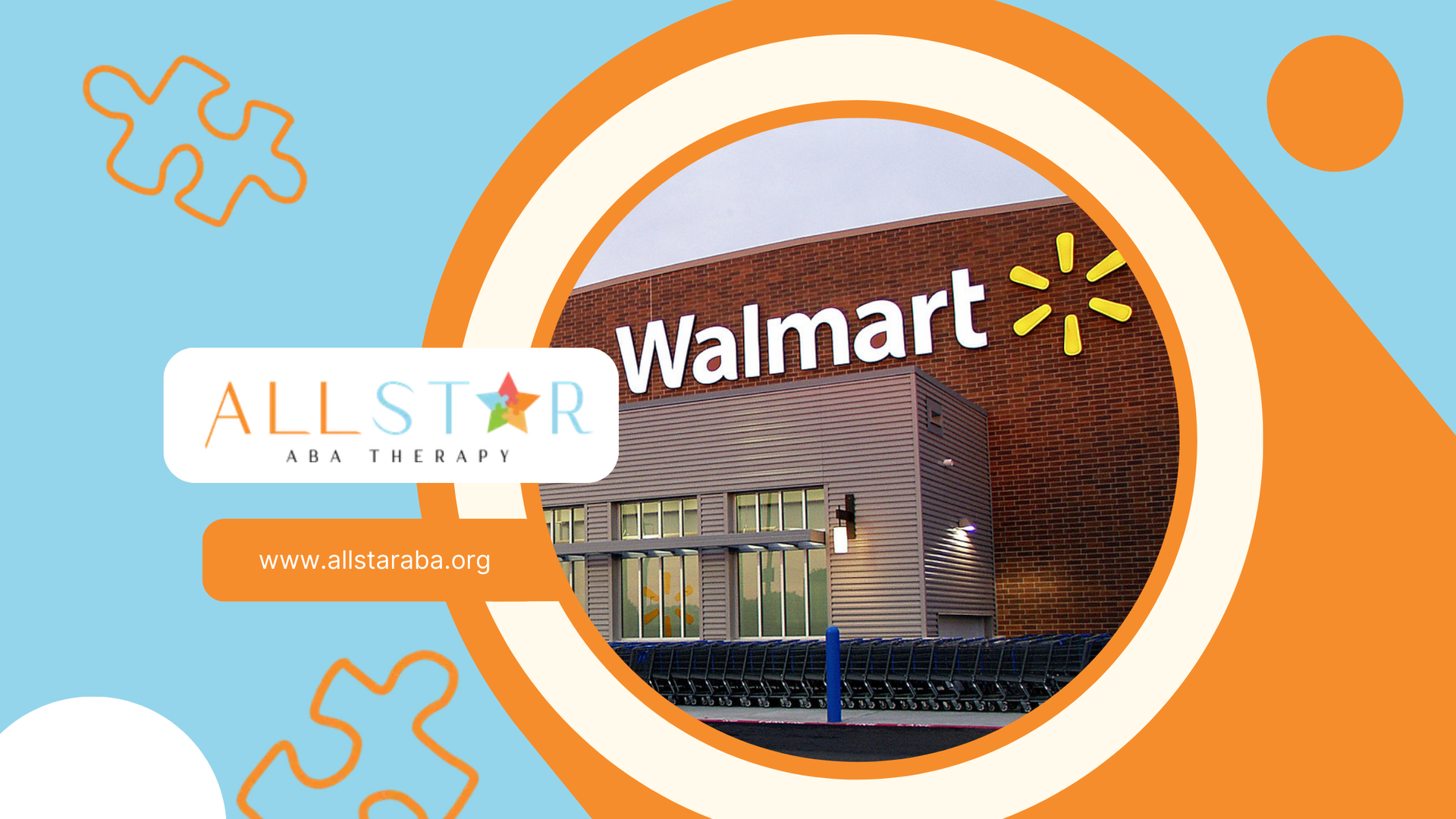 A picture of a Walmart store with a blue background.