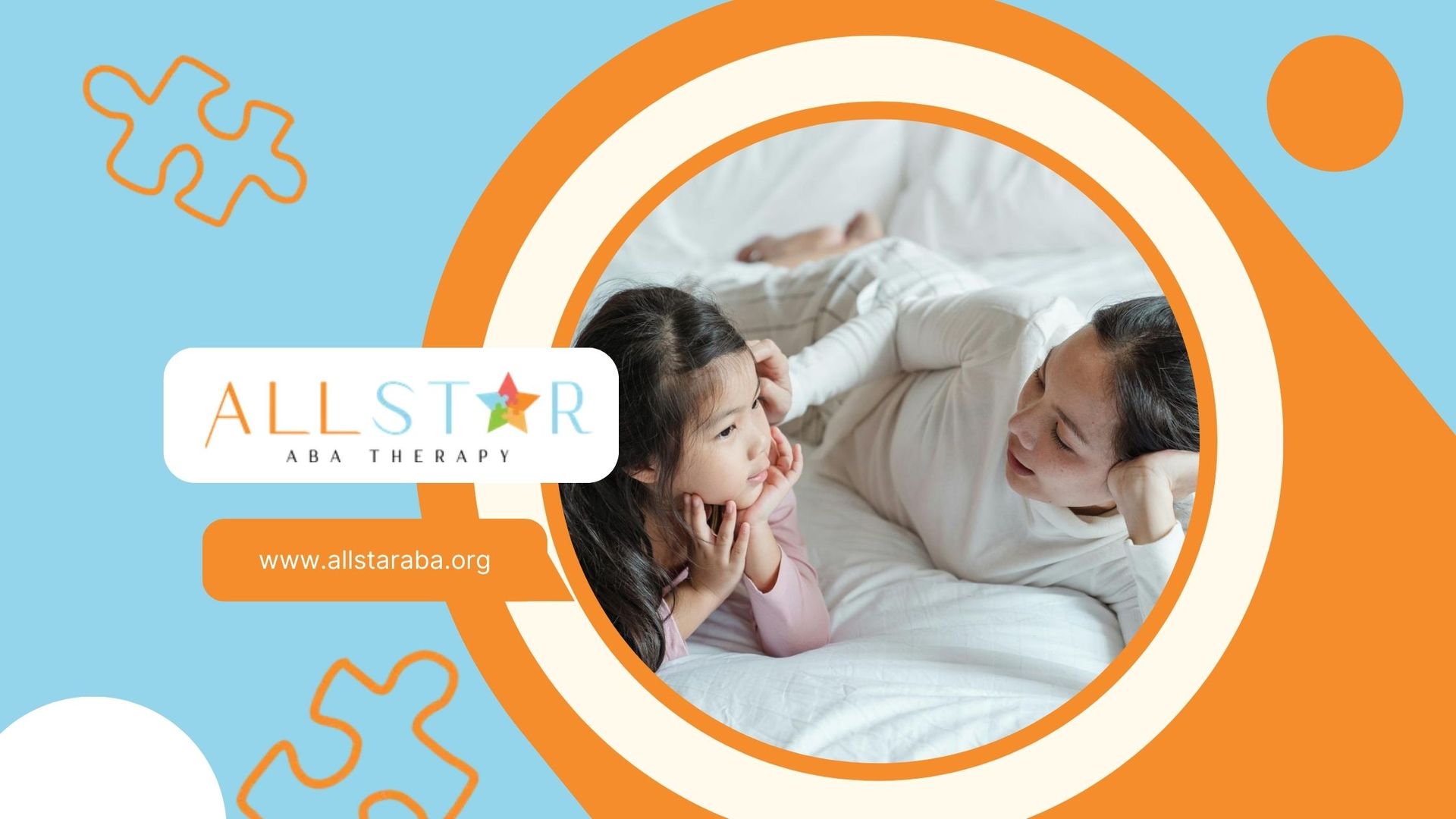 Mother saying positive words to her her autistic daughter while lying on bed at home in Maryland.