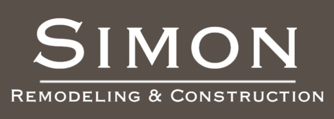 Logo for Simon Remodeling & Construction, white text on a brown background.