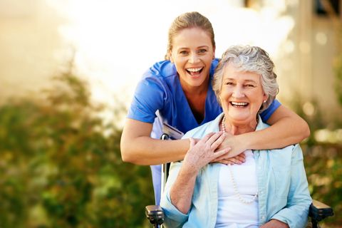 Patient And Nurse Smiling — Mason, OH — Acclaim Home Health Services