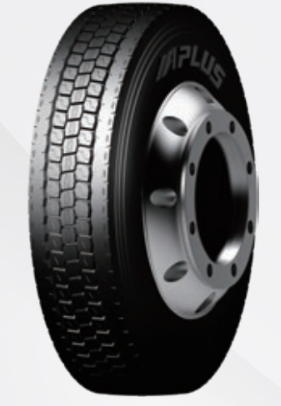 Black truck tire with silver wheel hub, 