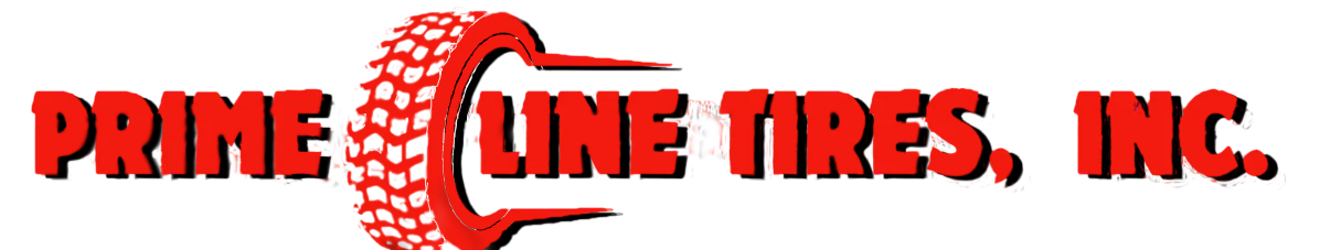 Prime Line Tires, Inc. logo with a stylized red tire within the letter 