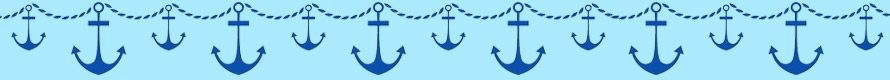 Blue anchors hanging from a chain on a light blue background.