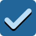 Blue checkmark icon on a dark blue square.