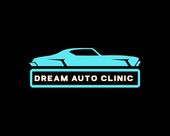 Dream Auto Clinic logo: light blue car silhouette above a light blue rectangle with "DREAM AUTO CLINIC" in white text on black background.