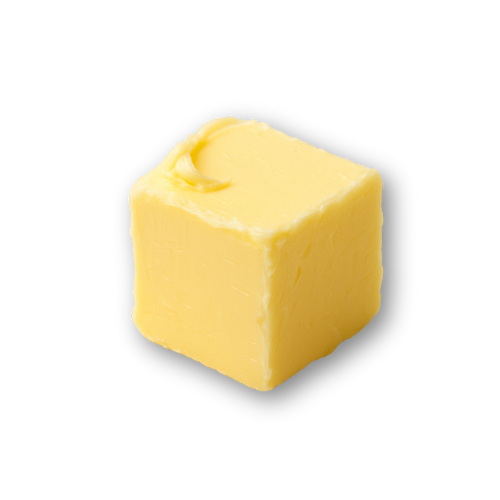 Cube of yellow butter.