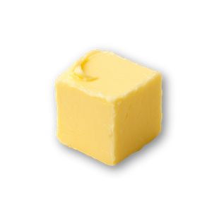 Cube of yellow butter.