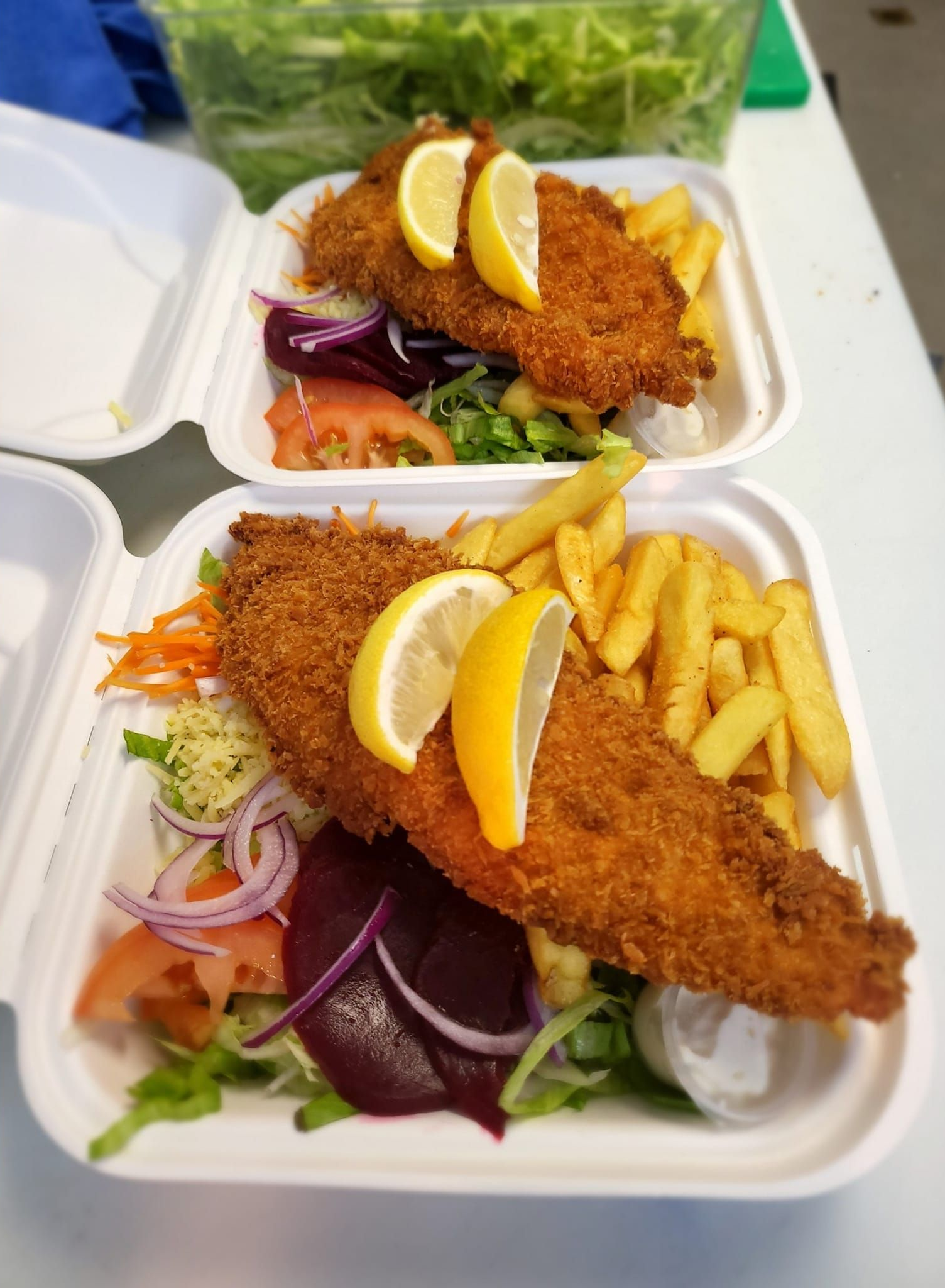 Fried Calamari in a White Takeout Container — Boundary Street Fish & Burger Bar in Railway Estate, QLD
