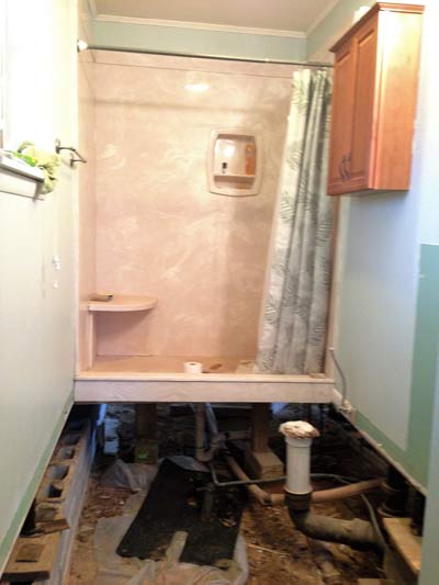 SHOWER CUT OUT BEFORE — Home Services Foundation Repair in Fordyce, AR