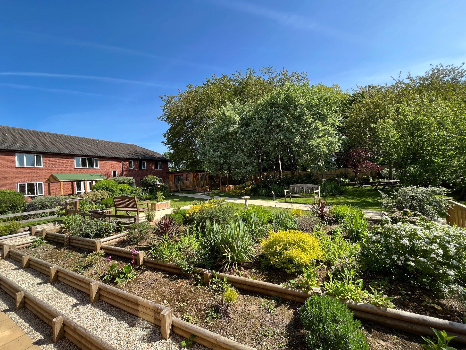 social areas and a garden