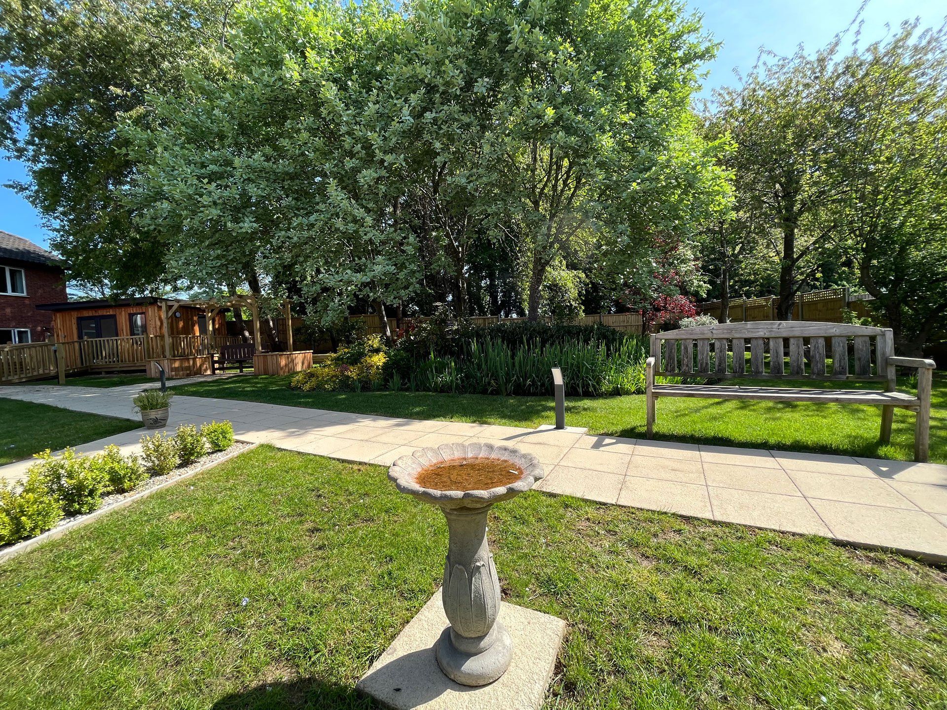 social areas and a garden