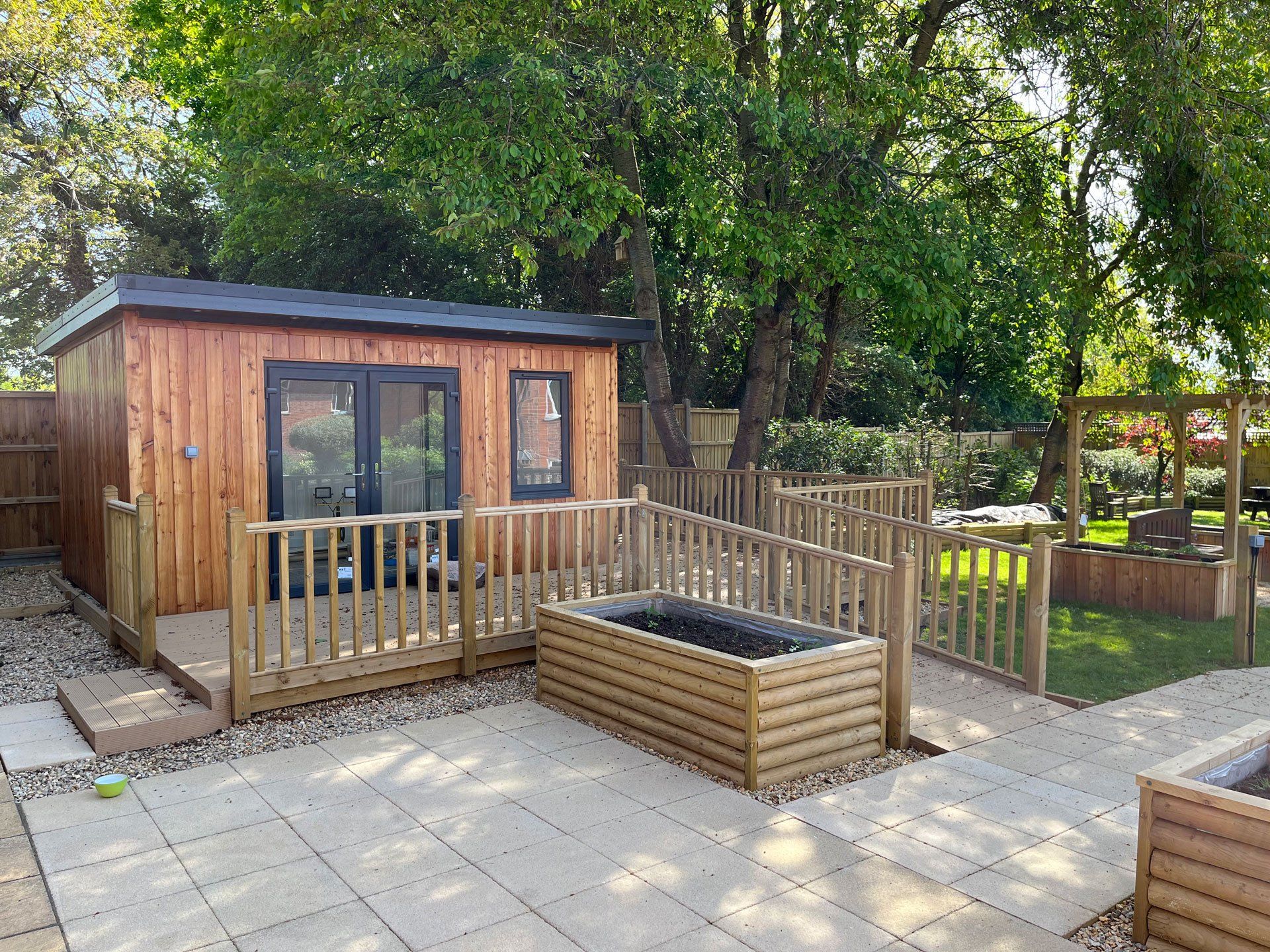 social areas and a garden