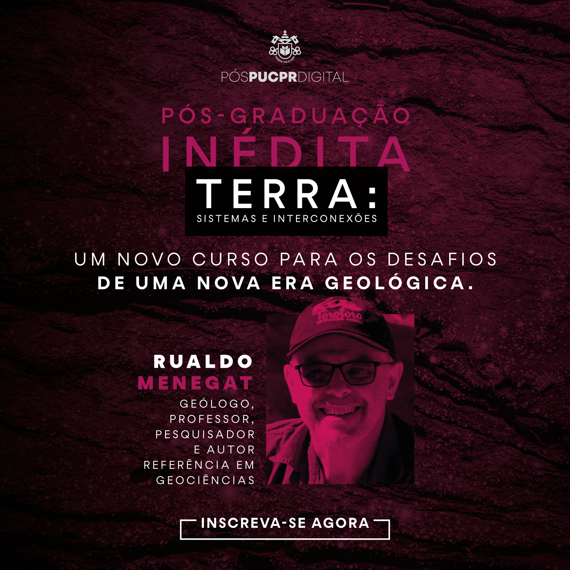 Um cartaz com um homem chamado rualdo menegat