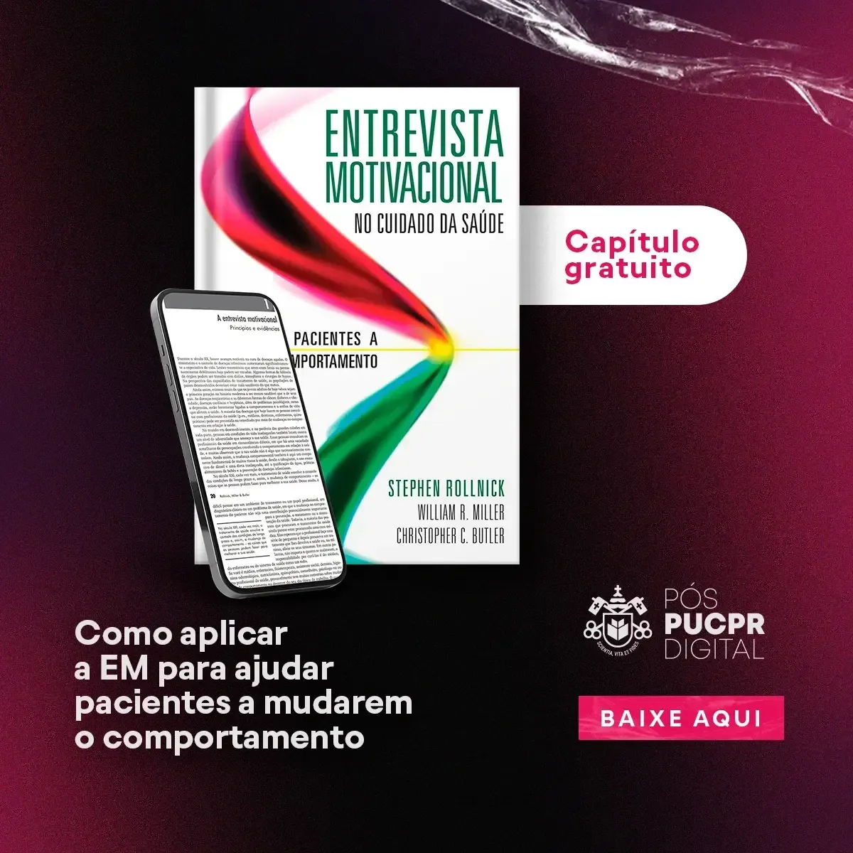 Um anúncio de um livro intitulado entrevista motivacional