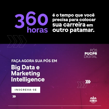 Um anúncio roxo e preto para big data e inteligência de marketing