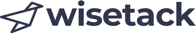 The dark blue Wisetack logo featuring a stylized paper airplane icon next to the company name.