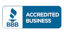The blue and white Better Business Bureau (BBB) Accredited Business seal.