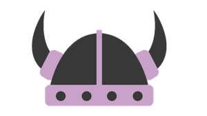 Purple and black Viking helmet with horns.