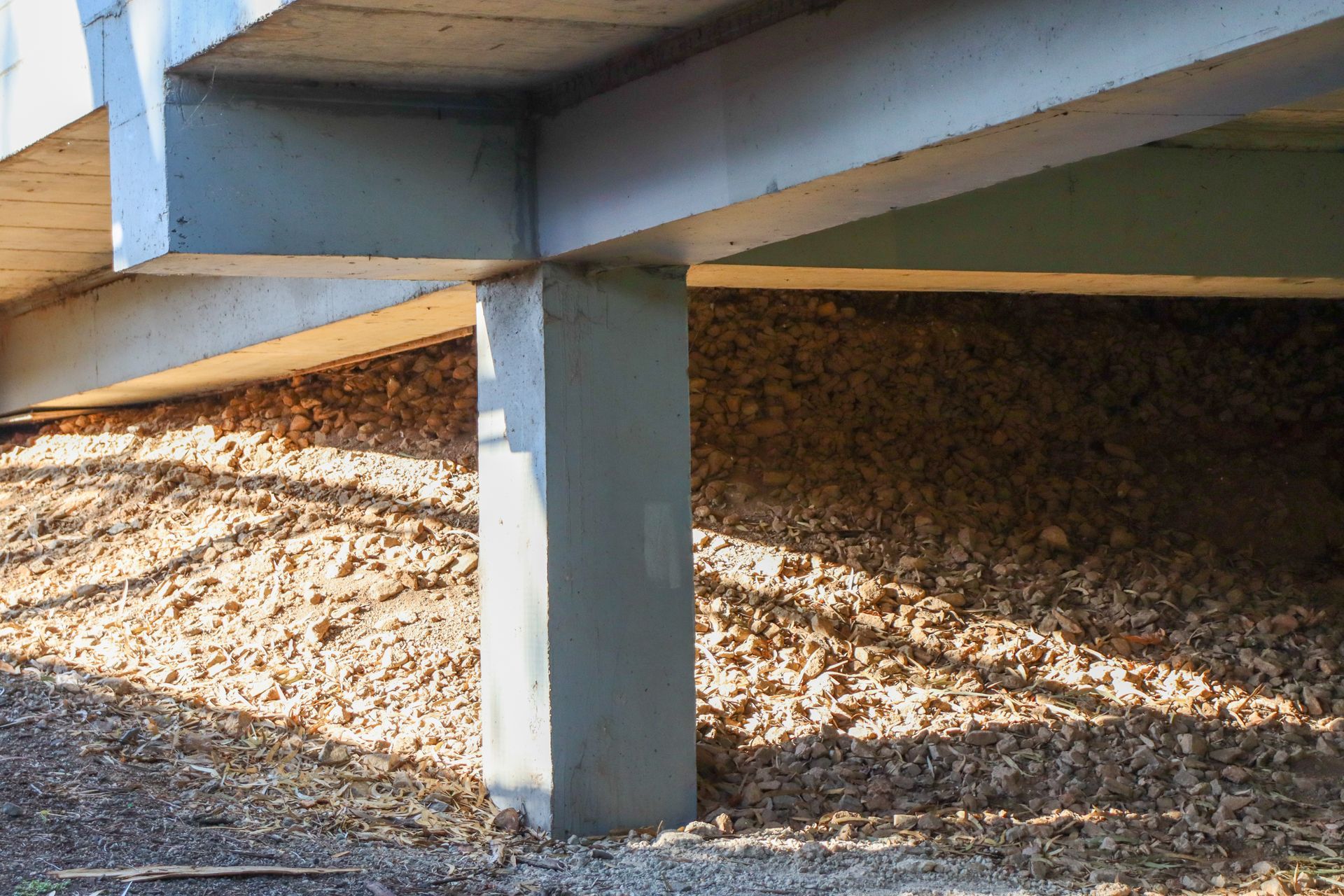 Structural foundation with concrete stumps under a house. Structural foundation with concrete stumps under a house.
