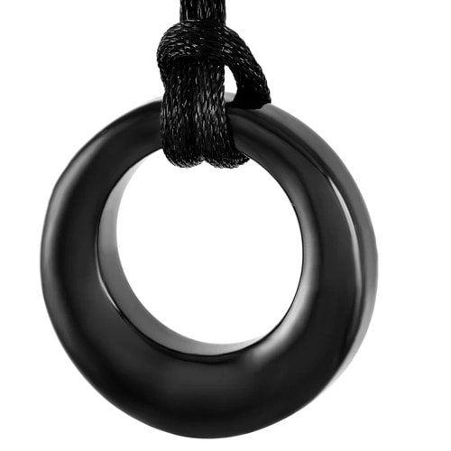 Black Eternity Circle Cremation Pendant — Little Treasures Pet Cremation in Bells Park, QLD