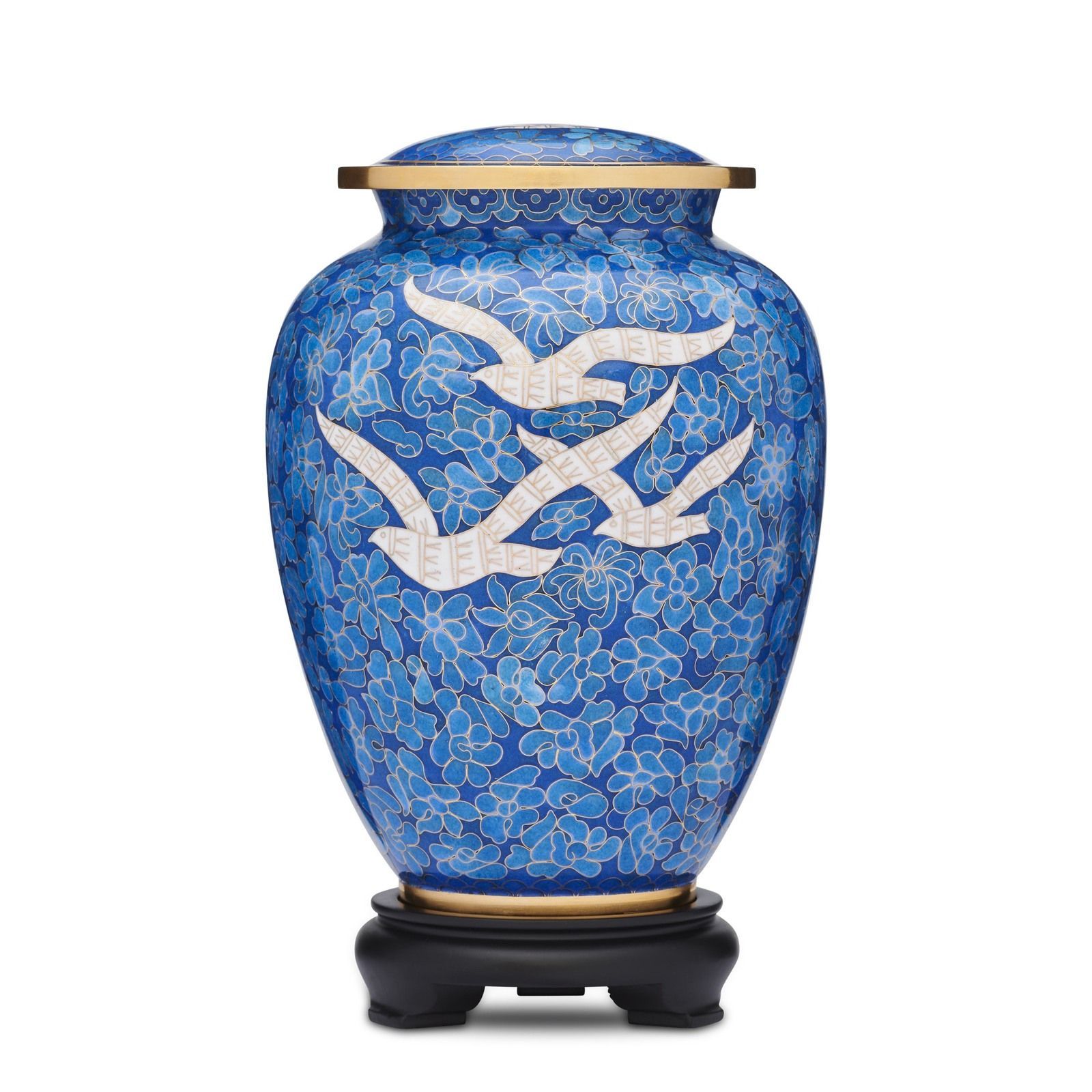 Blue Birds Returning Home Cloisonné Adult Urn — Little Treasures Pet Cremation in Bells Park, QLD