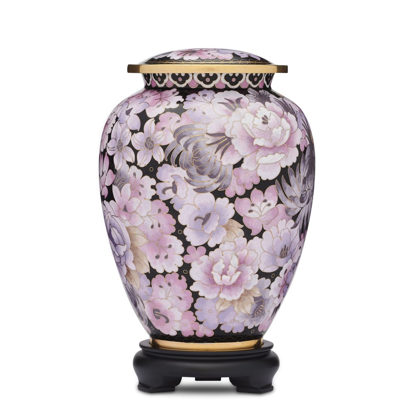 Pink Floral Cloisonné Adult Urn — Little Treasures Pet Cremation in Bells Park, QLD
