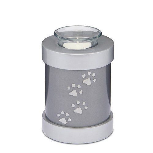 Grey Paws to Heaven Tealight Urn keepsake — Little Treasures Pet Cremation in Bells Park, QLD