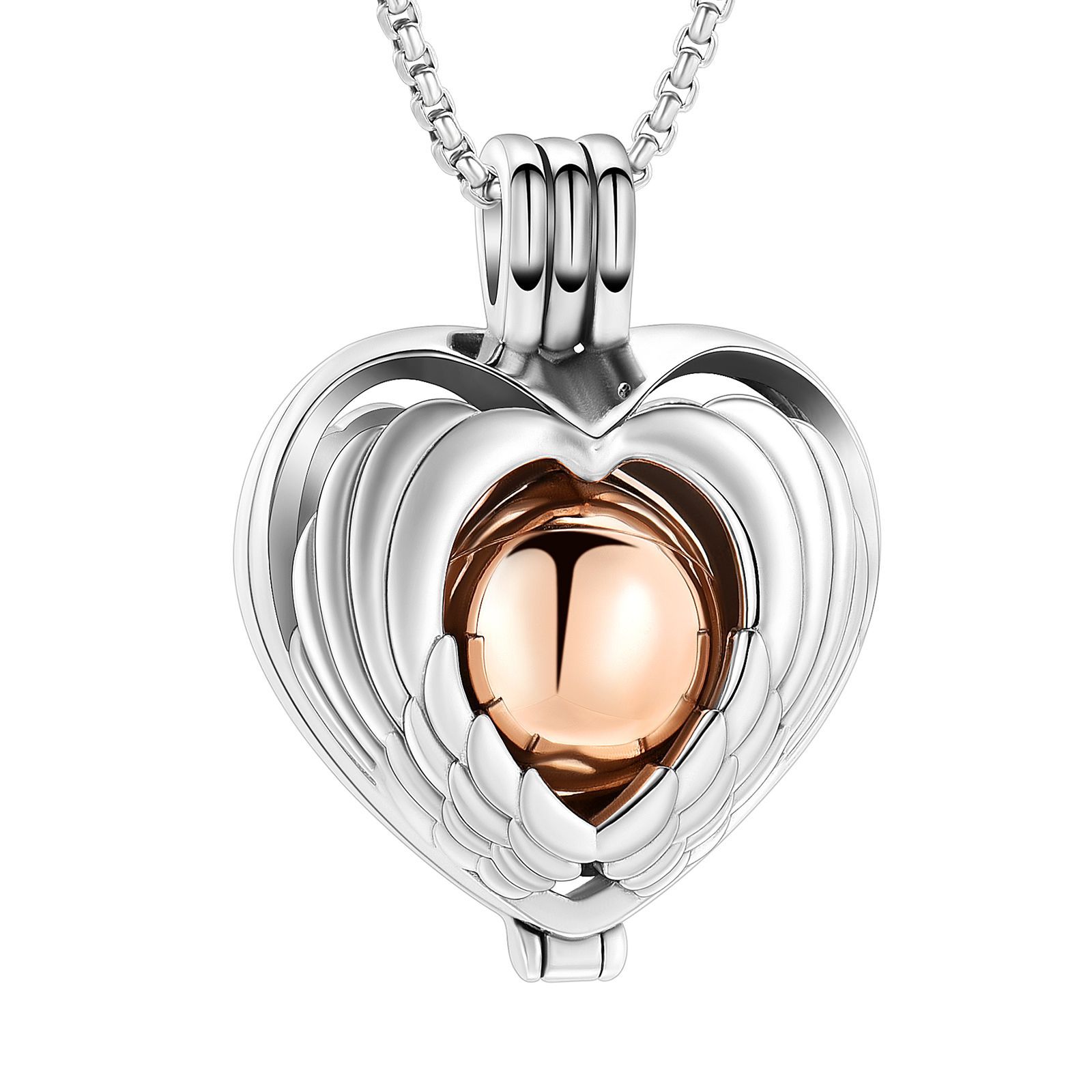 Winged Heart Orb Pendant Rose Gold — Little Treasures Pet Cremation in Bells Park, QLD