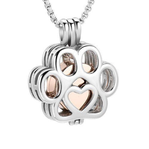 Paw Print Urn Pendant Rose Gold — Little Treasures Pet Cremation in Bells Park, QLD