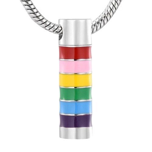 Rainbow Cylinder Pendant — Little Treasures Pet Cremation in Bells Park, QLD