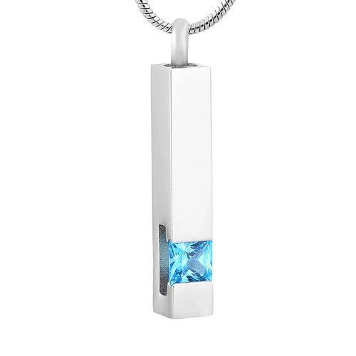 Silver Column Pendant with Turquoise Stone — Little Treasures Pet Cremation in Bells Park, QLD