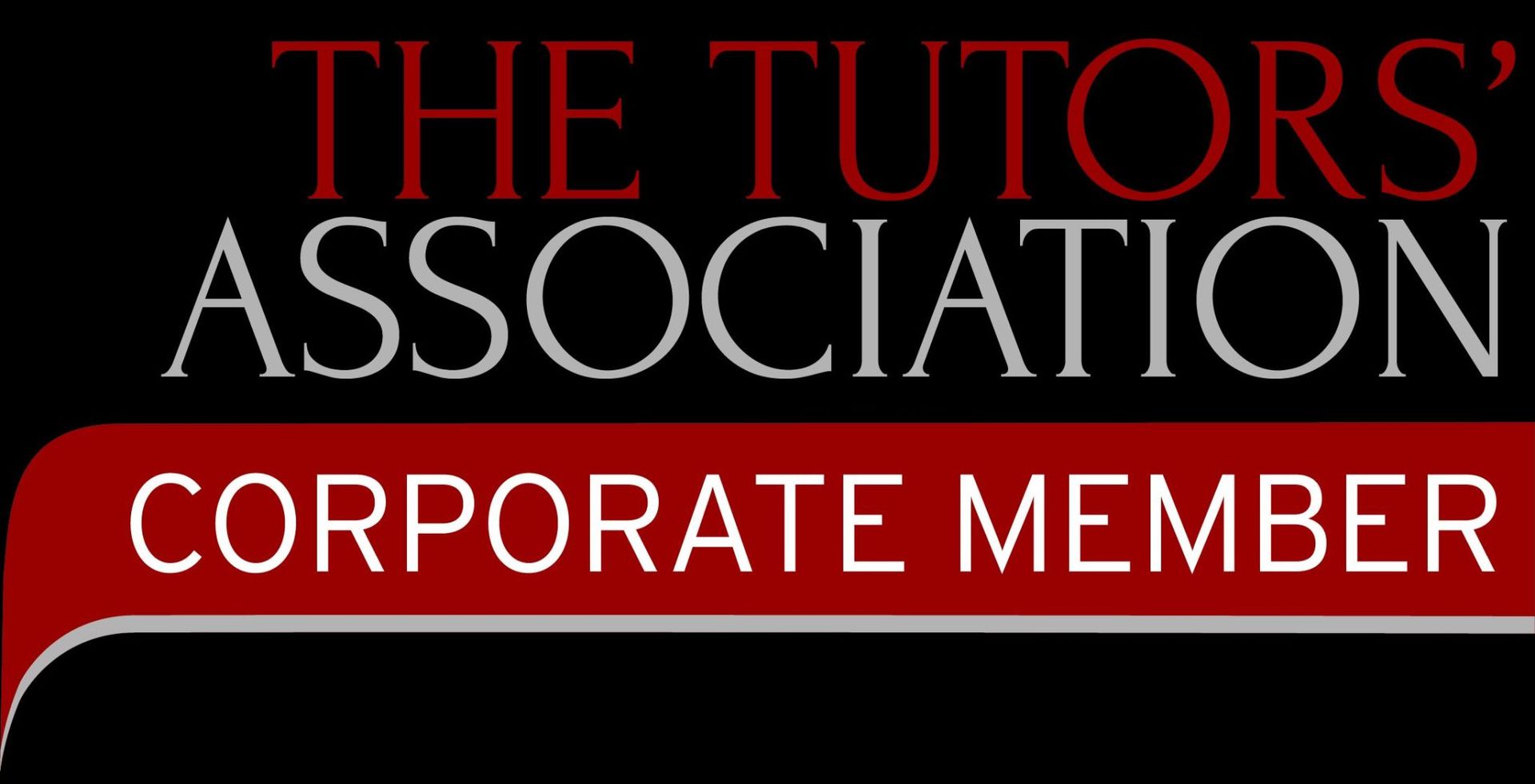 Logo for The Tutors' Association: red and white text on a black background, indicating a corporate member.