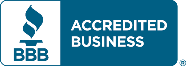 BBB Accredited Business logo with a torch and text 