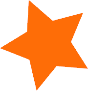 Oranje vijfpuntige stervorm op een witte achtergrond.