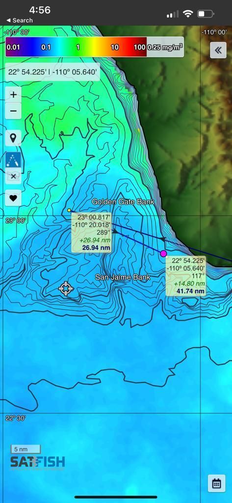 a screenshot of a map of the ocean on a cell phone .