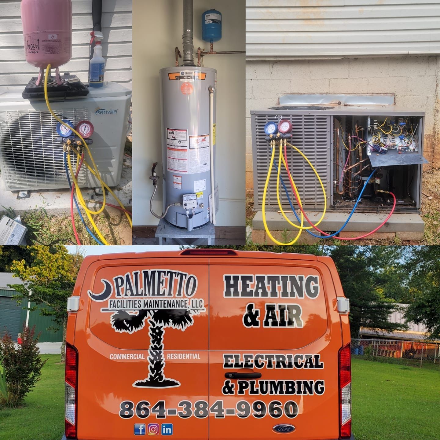 A palmetto heating and air electrical and plumbing van