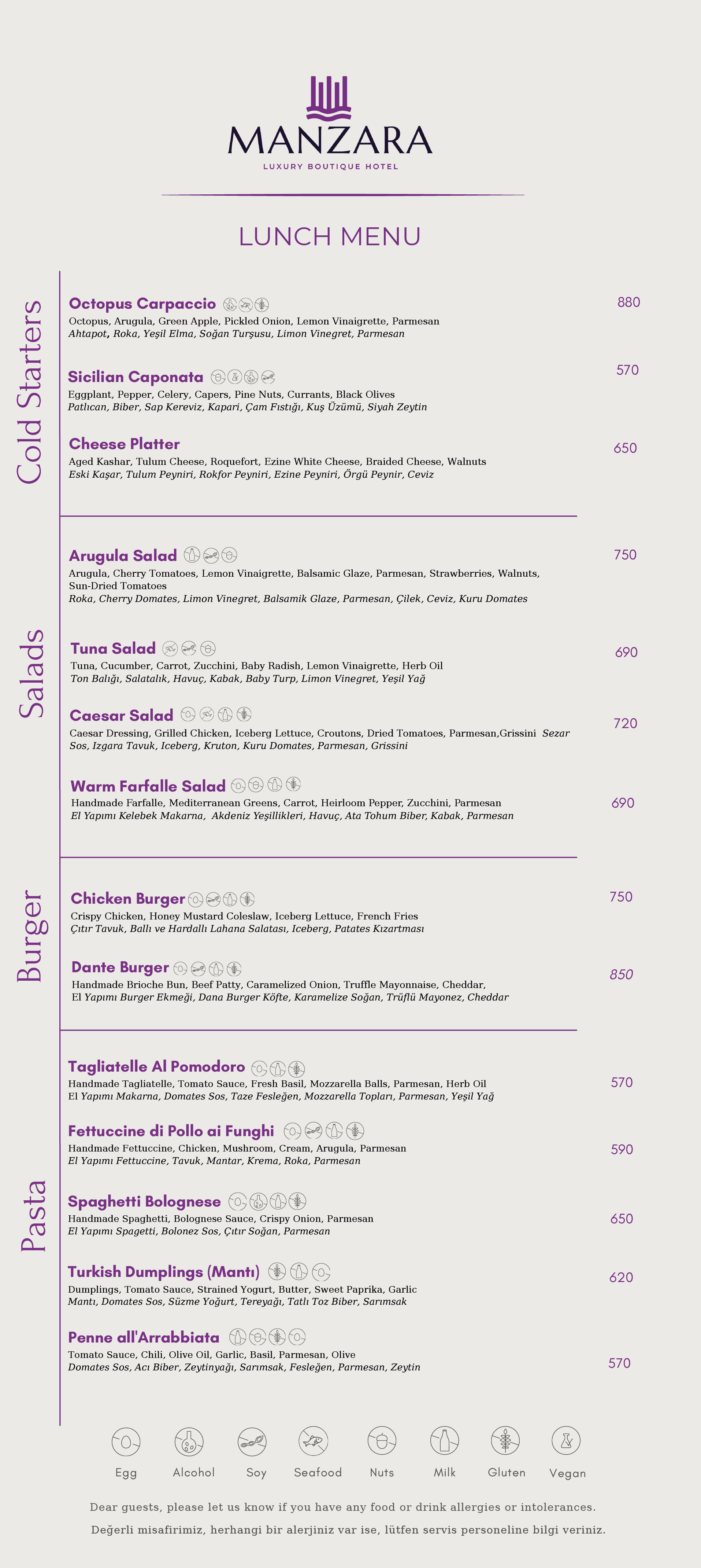 A menu for a restaurant with a lot of food and drinks on it.