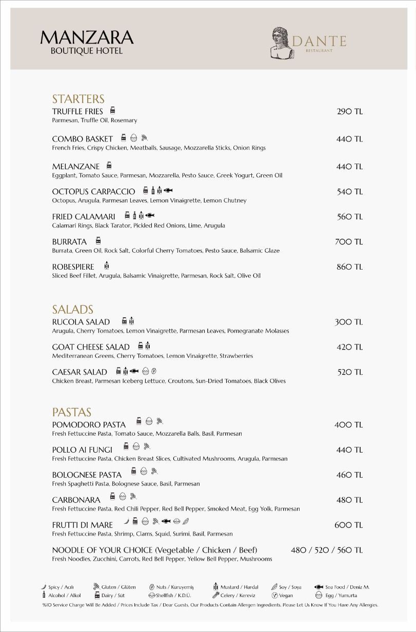 A menu for a restaurant with a lot of food and drinks on it.