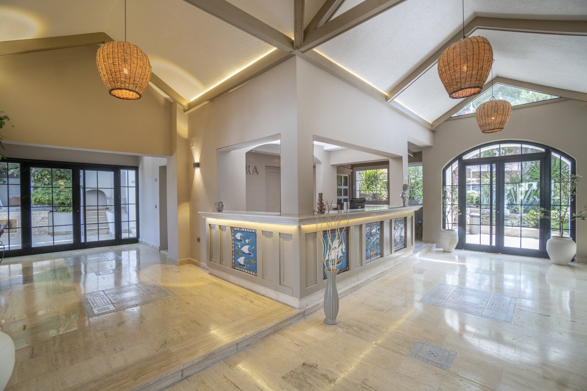 There is a large mirror in the middle of the room.