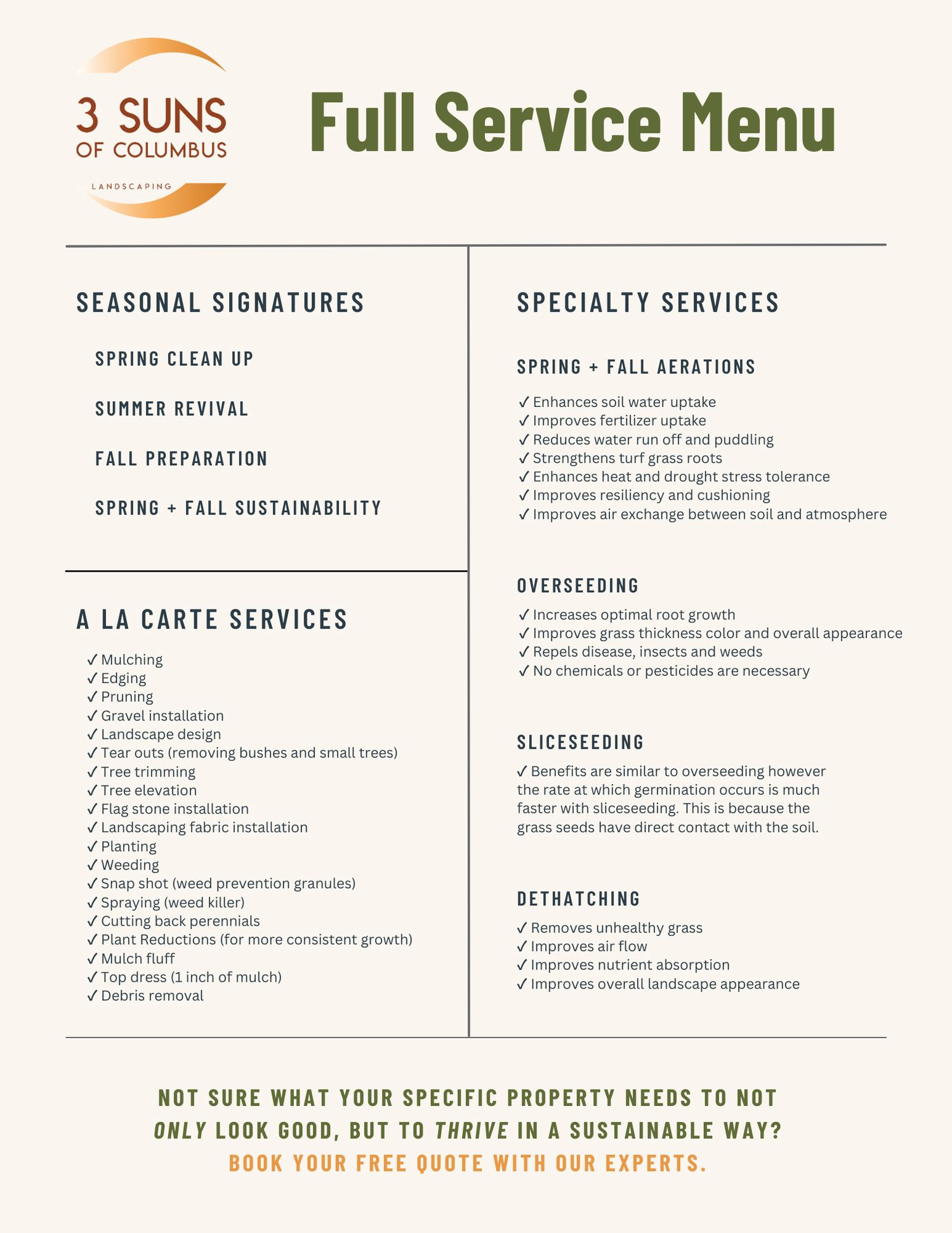 Full Service Menu