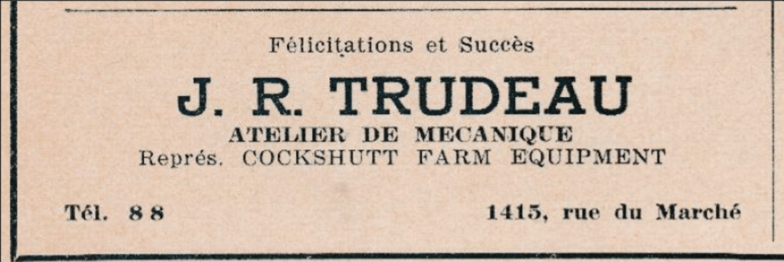 An advertisement for j.r. trudeau atelier de mecanique
